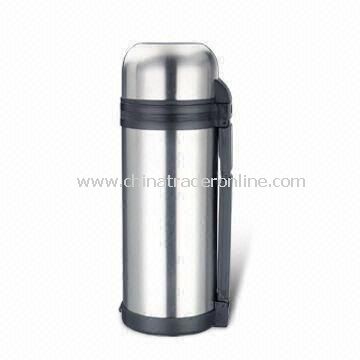 1,500mL Vacuum Flask with Plastic Cup and Removable Carrying Belt, Made of Stainless Steel from China