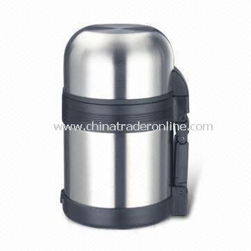 18/8 Stainless Steel Vacuum Flask with 600mL Capacity, Plastic Cup and Removable Carrying Belt