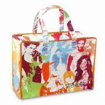 Color Printed PP Woven Bag with Webbing Handles, Suitable for Gifts and Promotions from China