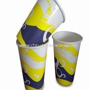 Disposable Paper Cups with Flexo Two-color Prints, Ideal for Hot and Cold Drink