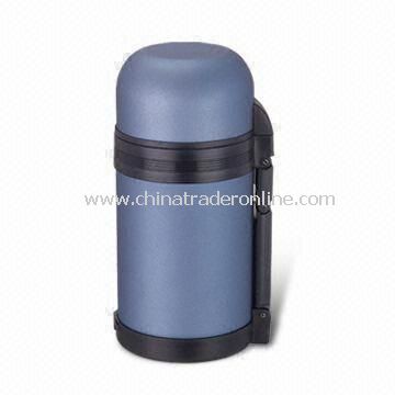 Double Wall Travel Bottle with Plastic Cup and 1,200mL Capacity, Made of 18/8 Stainless Steel from China