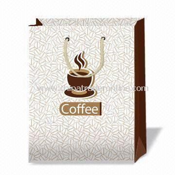 Fashionable Coffee Printed Shopping Paper Bag, OEM Designs are Welcome from China