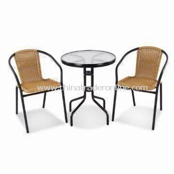 Garden Sets, Made of Tempered Glass and Steel Tube, Chair Measures 48 x 43 x 77cm from China