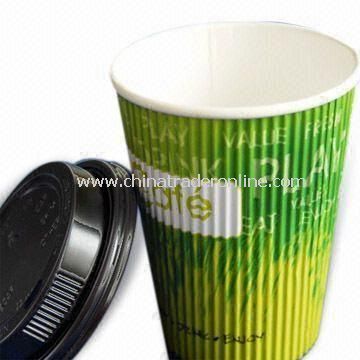 PE Coated Disposable Ripple Paper Cups with Lid, Fashionable Design from China