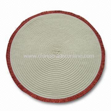 Placemat with Round Fringe and Paper Threads, Measuring Ø15-inch from China