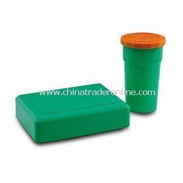 Plastic Canteen Set, Made of PP, Measures 7.2 x 13cm for Cup and 15.5 x 11.5 x 4.5cm for Canteen