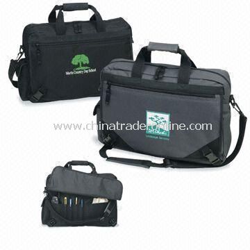 Promotional Polyester Gusseted Briefcase, Large Main Compartment with Zipper Closure from China