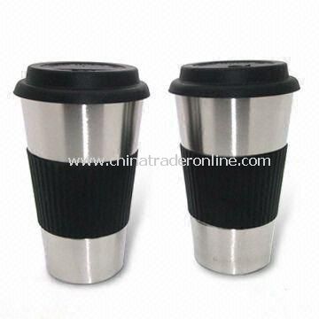 450mL Double Wall Stainless Steel Coffee Mugs with Silicone Sleeve