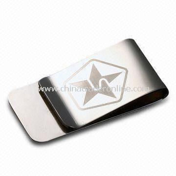 Delicated Money Clip, Made of Stainless Steel, Various Logos and Designs are Available