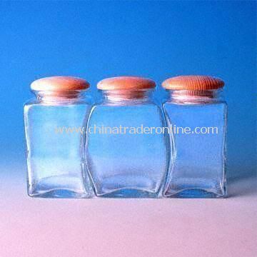 Glass Storage Containers for Food with Wooden Lid, Comes in a Set of Three from China