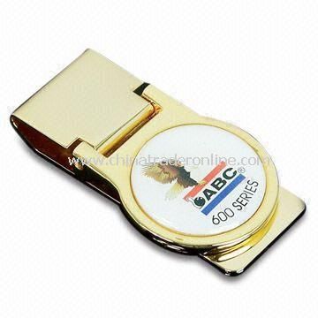 Gold-plated Metal Money Clip, Customized Designs are Welcome