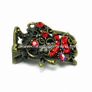 Hair Clip, Available in Various Designs, Made of Alloy with Crystals