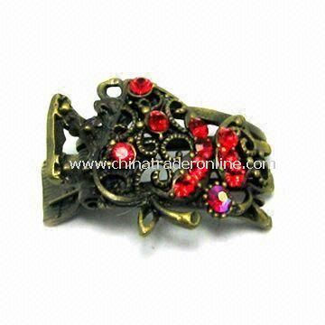 Hair Clip, Available in Various Designs, Made of Alloy with Crystals from China