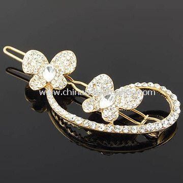 Hair Clip, Decorated with Rhinestones, Lead and Nickel-free, Various Colors are Available from China