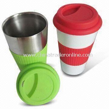 Stainless Steel Coffee Mug with Silicone Lid/Sleeve and 300mL Capacity from China