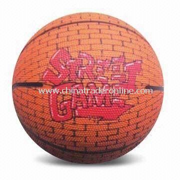 Basketball with Printed Design, Made of Rubber, Available in Mult-icolor from China