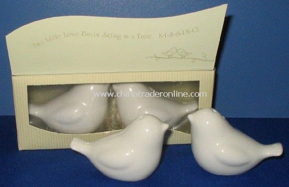 2011 unique wedding gift favor ceramic love birds in the window salt and pepper shakers from China