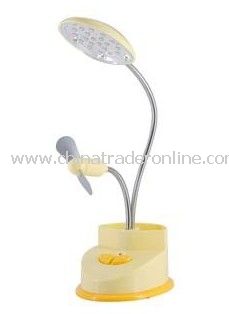 White Desk Lamp with Mini Fan and Pen Container from China