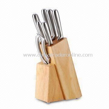 8-piece Kitchen Knife Set with Plastic Block, Made of Stainless Steel from China