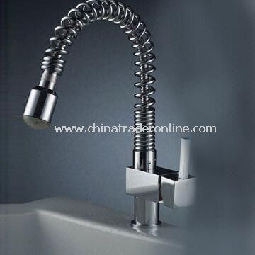 Chrome Centerset LED Kitchen Pull-out Sink Faucet with Single Handle