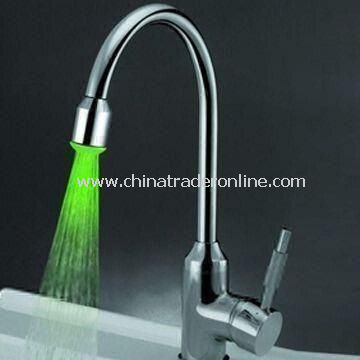 Single Handle Kitchen Faucet in Chrome Polished with LED Lights, Easy to Install from China