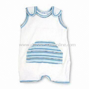 100% Cotton Baby Rompers with Embroideries, Appliques, and Print Details Features from China