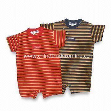 2-piece Short Sleeves Long Pants Baby Wear, Sewn with Washing Label of One Color Printed or Woven