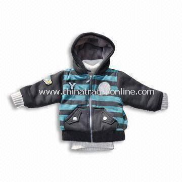 Babies Jacket with Rubber Buttons on the Front Side, Made of 100% Polyester Material from China