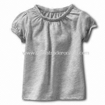Babies T-shirt Top in Grey Color, Made of 100% Interlock Cotton from China