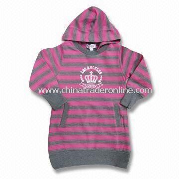 Baby Jacket with Stripes and Hood, Made of Cotton, Measures 110 to 150cm from China