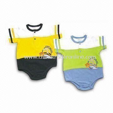 Baby Rompers, Customized Materials and Styles are Accepted, Made of 100% Cotton from China