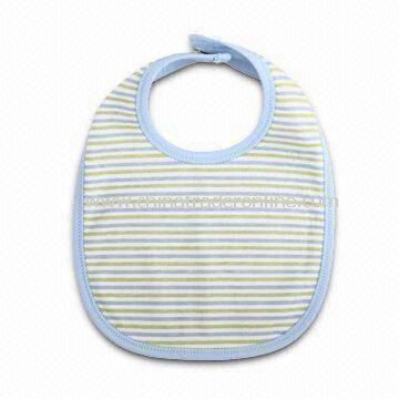 100% Cotton Baby Bib with Stripes, Various Designs and Sizes are Available