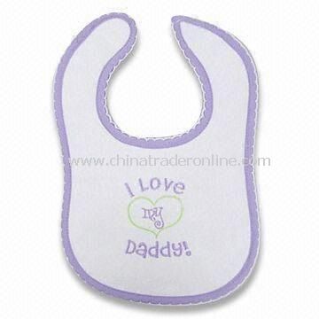 100% cotton Interlock Baby bib with embroidery and Interlayer in Various Colors, Designs and Sizes from China