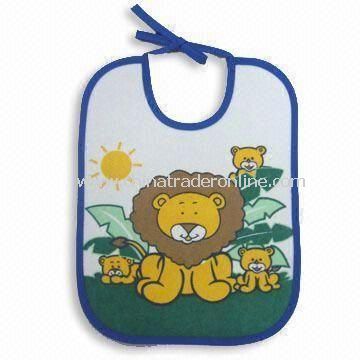 100% Cotton Water-proof Baby Bibs with Printing, Customized Designs are Welcome from China