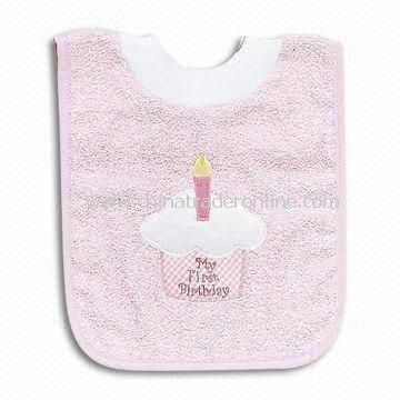 Babies Bib, Made of Towel Fabric Material, Available in Various Designs from China