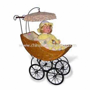 Baby Stroller, Available in Size of 71 x 38 x 87cm, Made of Rattan