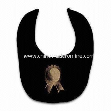 Black Baby Bib, Made of 100% Cotton, Small Orders are Welcome from China