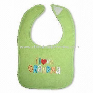 Cute Baby Bib, with Picot and Polyester Filling, Made of 100% Terry Cotton from China