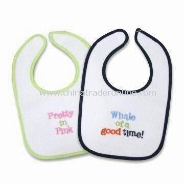 Interlock Baby Bibs with Embroidery and Waterproof Backing, Made of 100% Cotton from China