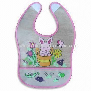 Waterproof PEVA Baby Bibs with Prints, Available in Various Colors