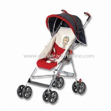 Baby Stroller, Available with Front/Rear Wheels Suspension and Three-point Safety-belt