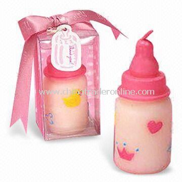 Feeding Bottle Candles with Ribbon Bow, Tag and PVC Gift Box