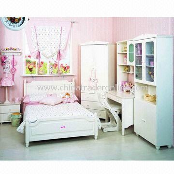 Childrens Bedding Set, Made of Solid Wood, Includes Wardrobe and Night Stand from China