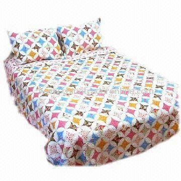 Printed Bedding Set, Covering and Filling of 100% Cotton, Customized Designs are Accepted