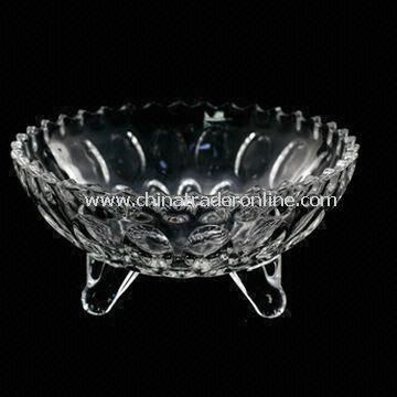 Crystal Glass Candy Dish/Fruit Bowl with 1.831kg Weight, Measures 19.0 x 19.0 x 9.0cm