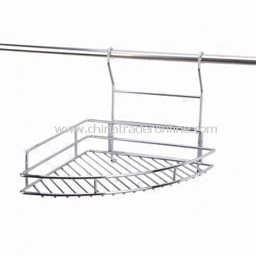 Single-tier Corner Shelf Spice Rack with Chrome Plating and Steel Wire