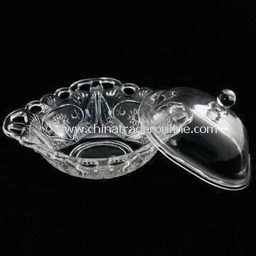 Square Glass Candy Dish with Lid, Weighs 2.504kg from China