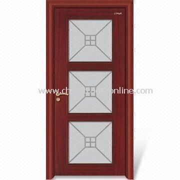 Wooden Interior Door with 40mm Thickness, Window Panel and Computer Relievo/Engrave Surface from China