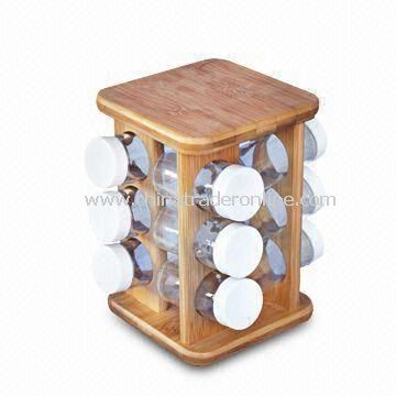 Bamboo Spice Rack with Naturally Resistance to Bacteria and Odor, Customized Designs Welcomed