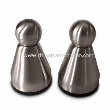 Salt and Pepper Shakers, Made of Stainless Steel, with Beautiful Design, Durable, Measures 43 x 70mm